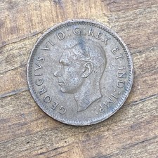 1942 Canadian 1 One Cent Coin - King George VI Canadian Penny