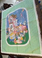 Vtg Mother Goose Home Sweet Quilt Blanket Crib Cranston 34" x 42.5" Baby Panel