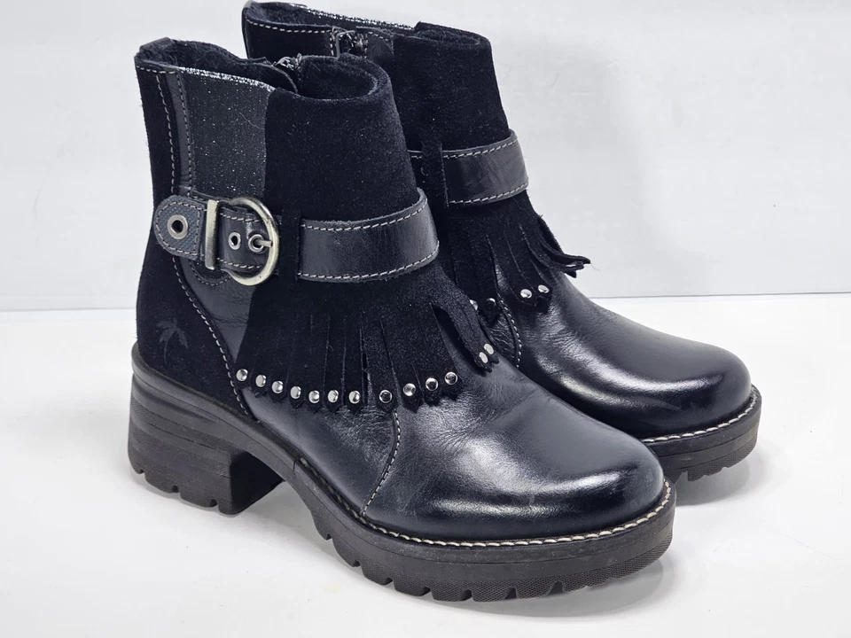 Dromedaris Women's Krissy Ankle Boot Size 36 US 5-6 Black Leather studded fringe - Image 3 of 4