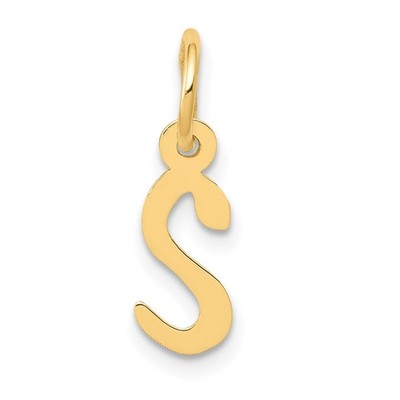 14k Gelbgold kleine schräge Block Buchstabe S Initiale Charm Halskette Damen