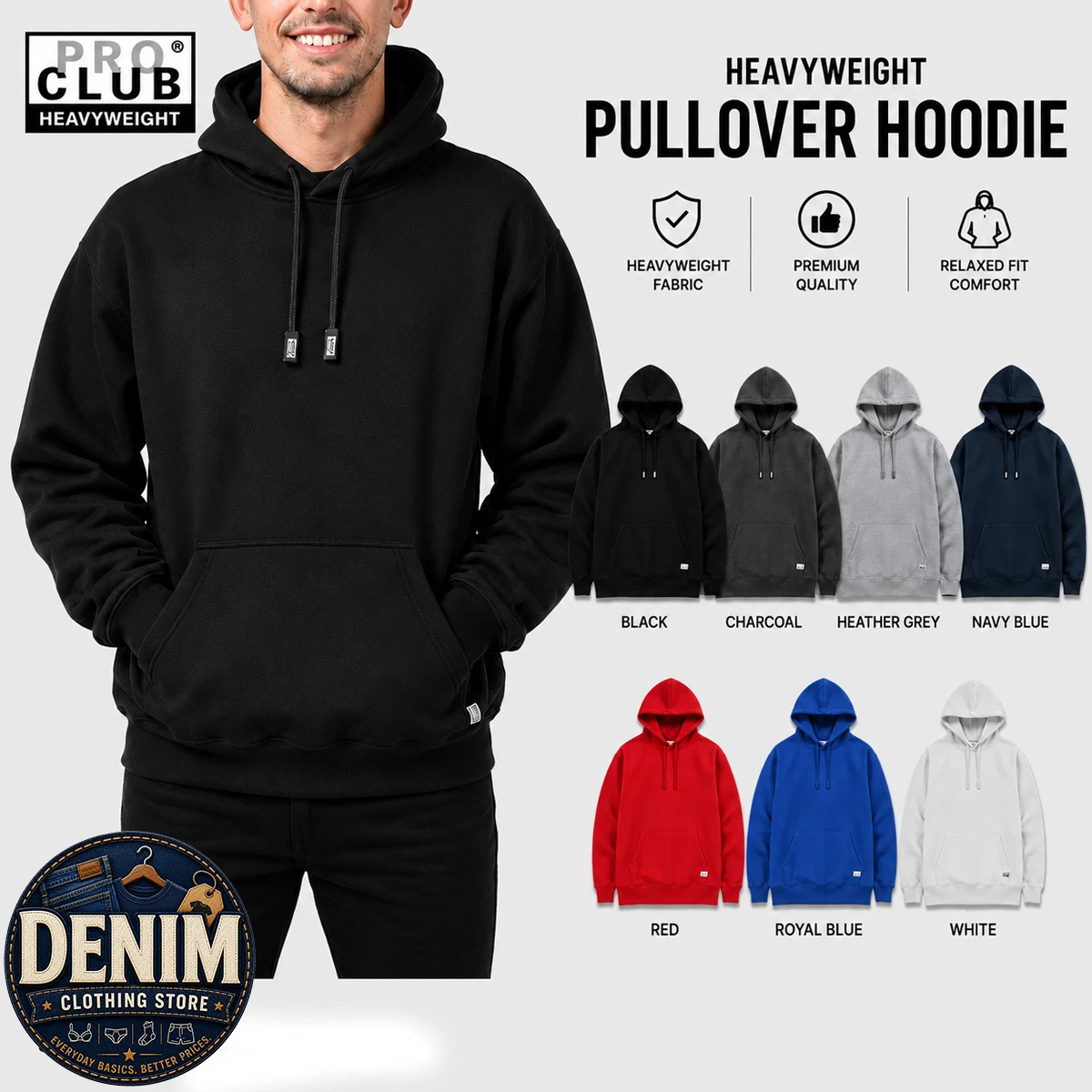 Pro Club Heavyweight Pullover Hoodie Premium Thick Fleece Sweatshirt S-7XL
Opens in a new window or