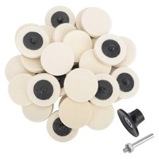 30 Pcs 2 Inch Wool Disc Polishing Buffing Pads Wheels Pad Holder With 14 Shank