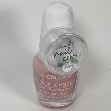 L.A. Colors Color Craze Nail Polish w/Hardeners & Nail Gems PLUMERIA C37609 New