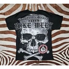 Hot Leathers 2015 Bike Week Daytona Beach Big Skull Short Sleeve Size Med