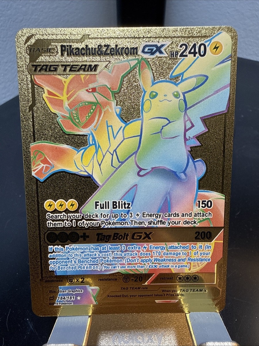 Pikachu & Zekrom GX (Secret) 184/181 Sm-Team Up Holo Gold Foil Fan