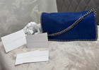 Stella McCartney Blue Faux Leather Shoulder Bag Chain Strap Silver Hardware