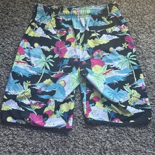 Men's Tropical Parrot Board Shorts Multicolor Palm Tree Swim Trunks