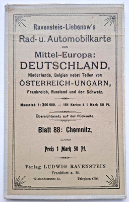 Ravenstein-Liebenow Rad- u. Automobilkarte   Blatt 88 Chemnitz   um 1910