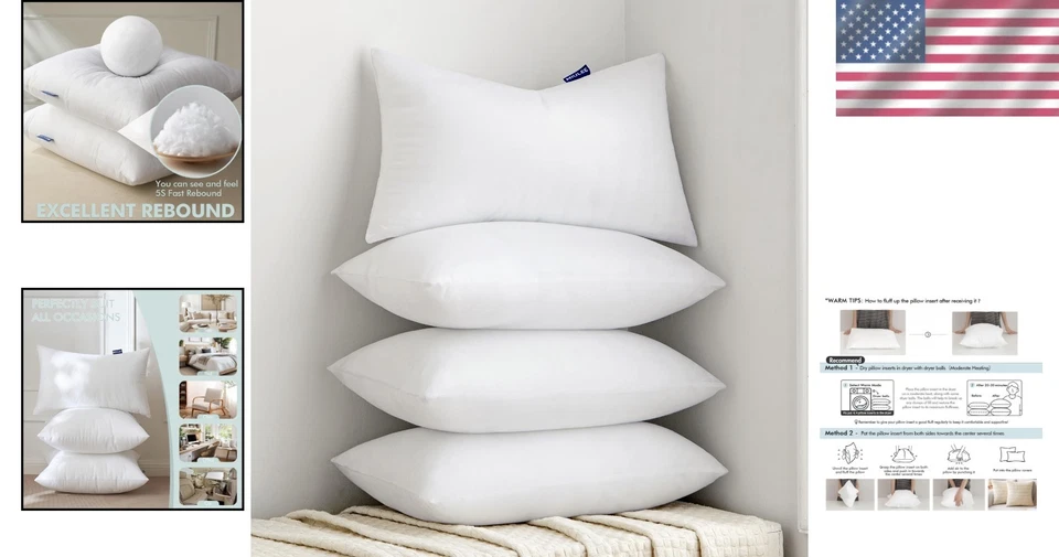 Rectangle Throw Pillow Inserts, Set of 4 - Image 2 of 4