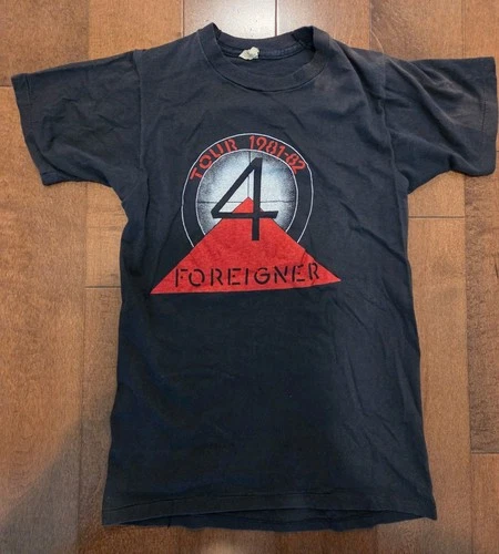 Foreigner 4 Live Concert Faded Black Shirt -82 T 1980s vintage concert t-shirt, vintage, single stitch, B+ condition
