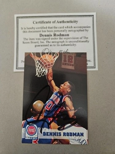 DENNIS RODMAN 1993 NBAHoops with AUTOGRAPH & COA Detroit Pistons