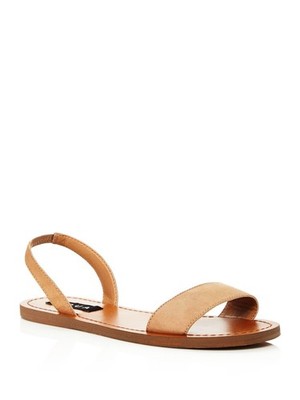 AQUA Womens Brown Cece Round Toe Slip On Leather Slingback Sandal 8.5 M