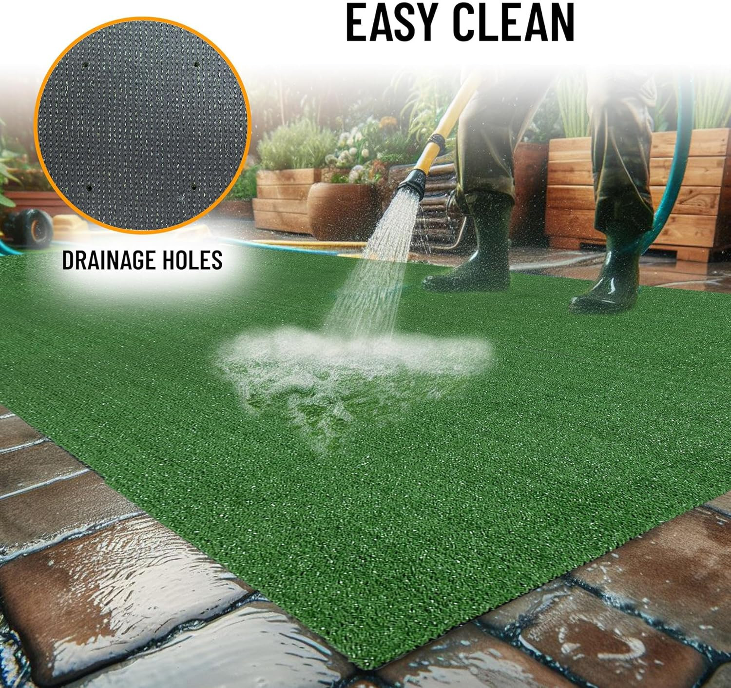 Artificial Grass Turf 22" X 30" Indoor Outdoor Faux Grass Rug with Drainage Hole