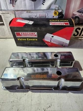Chevrolet SBC Polished Aluminum Tall Valve Covers with Breather Hole 350