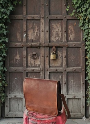 Vintage Leather Messenger Bag 18'' Brown Full Flap Handmade Bag Laptop Satchel