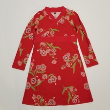Tea Floral Dress Girls Size 7 Long Sleeve Cotton Knit Wrap Neckline