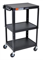 Luxor Adjustable Height Large Steel A/V Cart Black AVJ42 NIB 