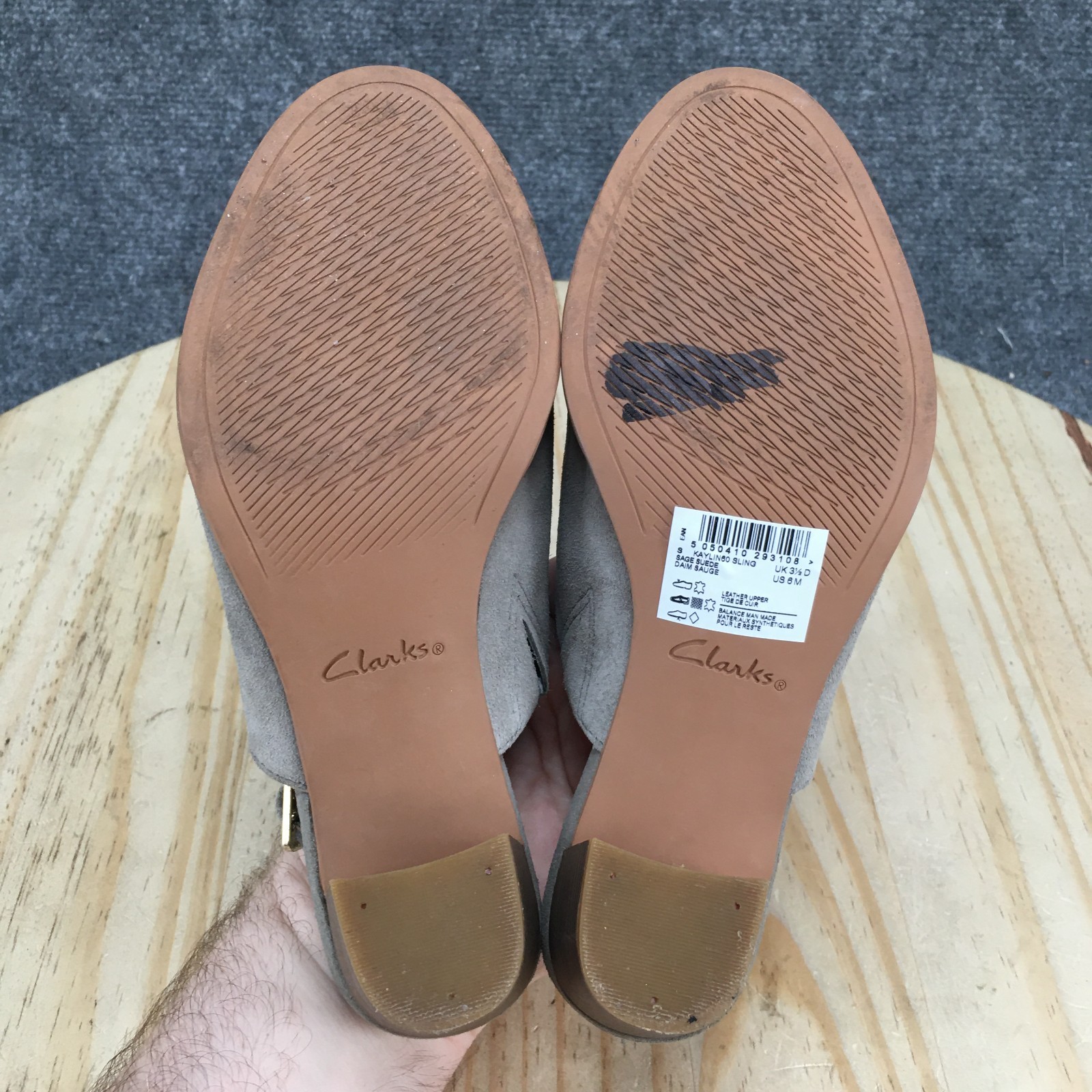 Clarks Sandals Womens 6 M Kaylin 60 Slingback Gray Leather Casual Block Heels