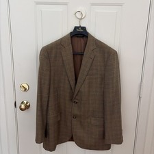 Abrigo deportivo Brooks Brothers para hombre 1818 Madison chaqueta lana a cuadros marrón talla 43R