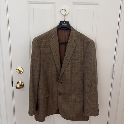 Brooks Brothers Men's 1818 Madison Sport Coat Jacket Wool Plaid Brown Size 43R