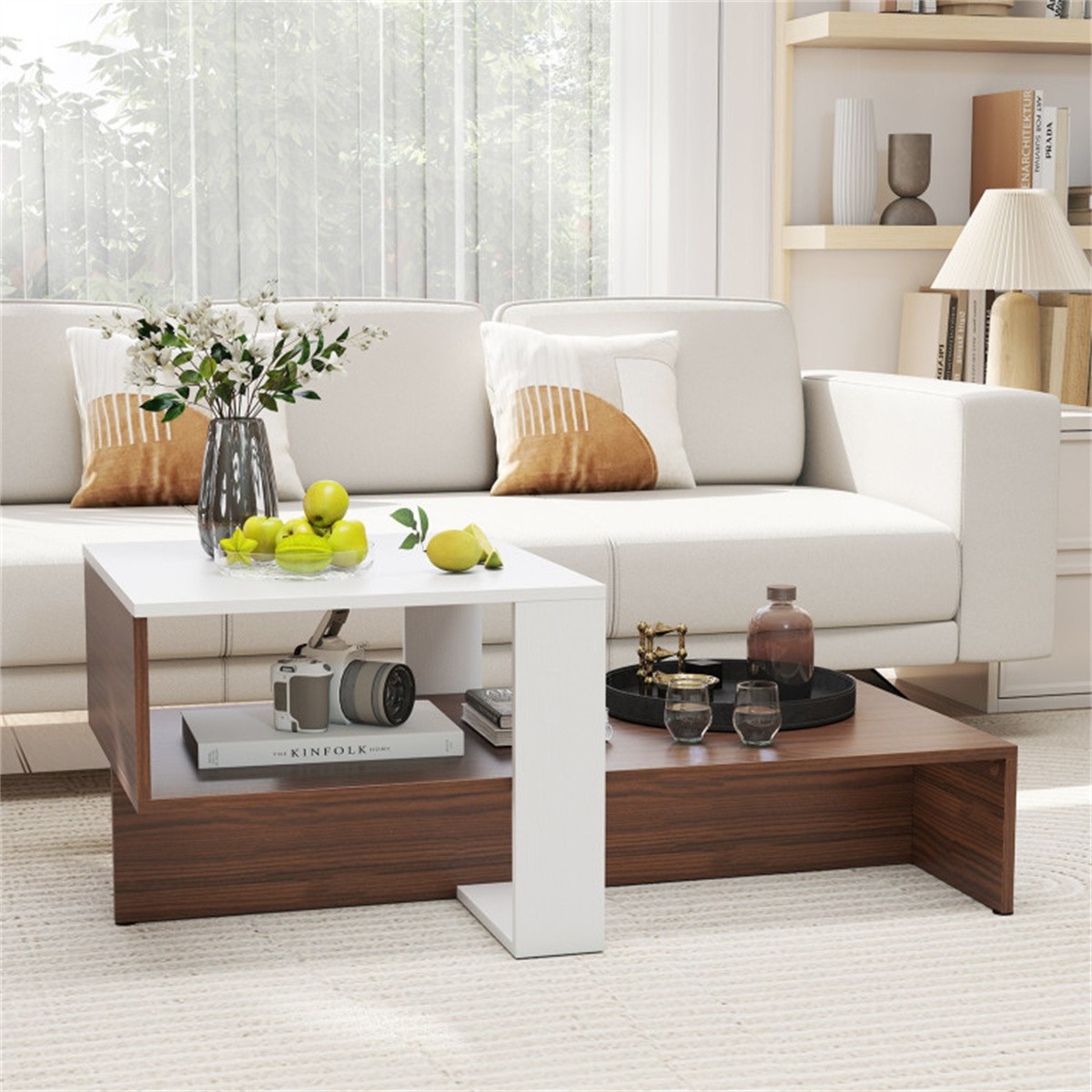 Double layered dual color coffee table