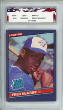 1986 Leaf Fred McGriff #28 AGC 9 Mint Rookie Card Blue Jays Hall Fame Centered