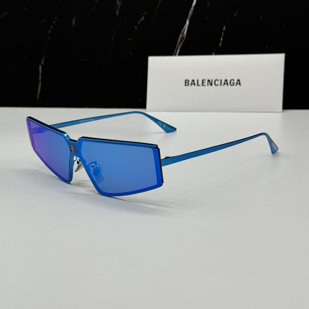 サングラス BALENCIAGA Woman Sunglasses Gnawed Blue BB0324SK 013 Balenciaga Women's BB0324SK Sunglasses in Black/Grey Balenciaga