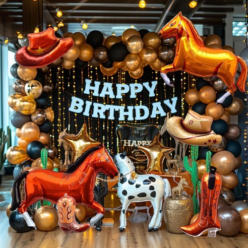 Western Horse Balloons Cowboy Party Decorations Balloons Cowgirl Birthday Show - Picture 6 of 8