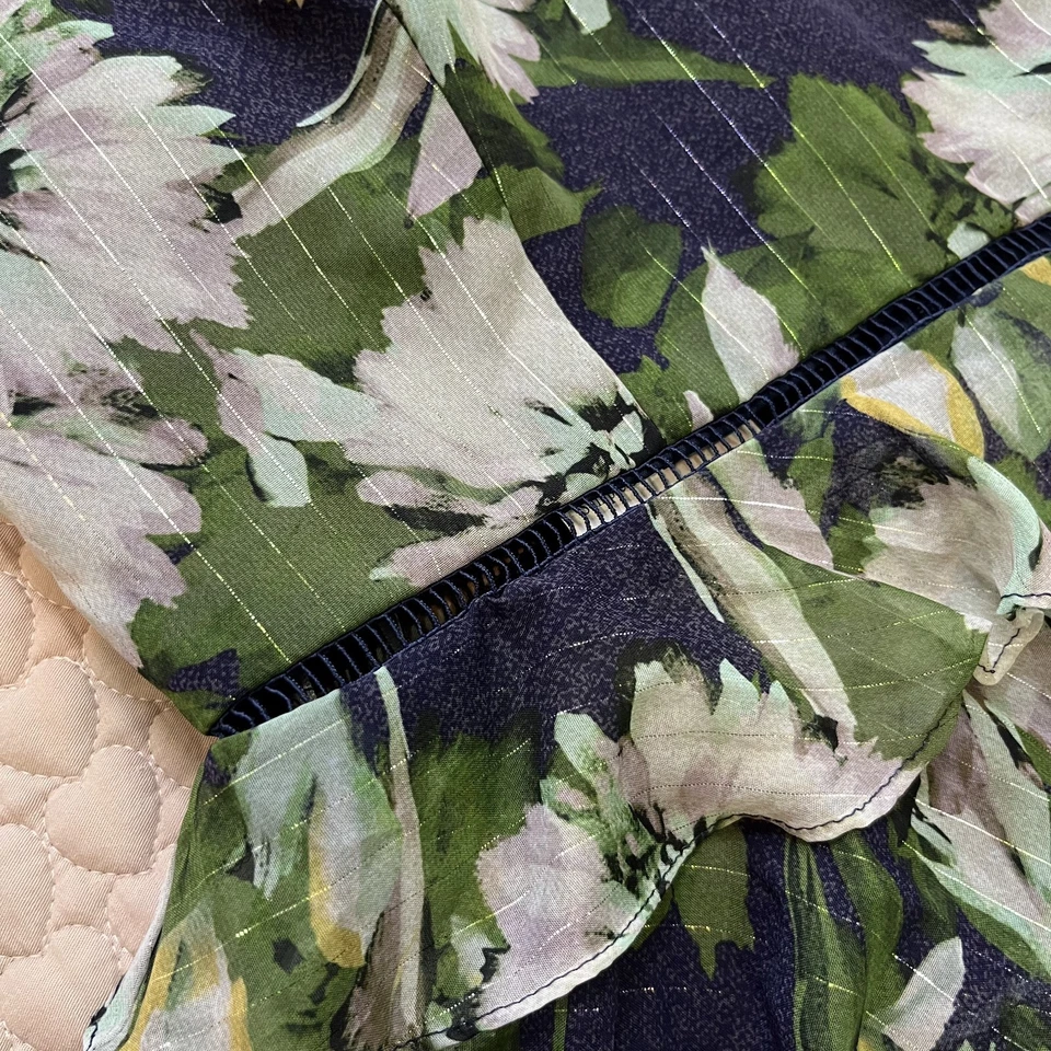 NWOT Celebrate David’s Bridal Midi Dress Ruffle Tiered Cocktail Floral Green 8 - Image 4 of 4