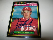 1987 TOPPS TOYS R US KURT STILLWELL AUTOGRAPH SIGNED AUTO #26 CINCINNATI REDS