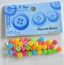 Neon Round 1/4" Sew-Thru Buttons / Dress It Up ~ Jesse James / Sewing ~ Quilting