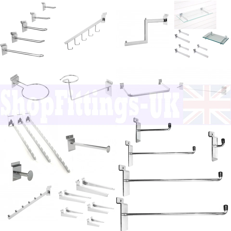 SHOPFITTING-UK NEW SLATWALL ARMS SLATWALL FITTINGS ARMS HOOKS RETAIL DISPLAY SHOP FITTINGS