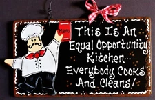 FAT CHEF SIGN Equal Opportunity KITCHEN Bistro Cucina Wall Hanger Plaque Decor