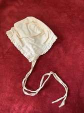 Antique cream color doll bonnet 1908 1910 fast shipping 6 L 11.75 w Fast Ship
