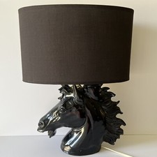 Grande lampe à poser vintage forme tête de cheval noir résine Années 80s