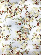 Kyoto Garden oriental floral fabric grey red gold Japanese Chinese flowers
