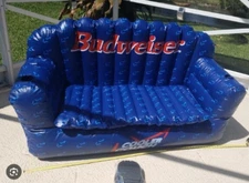 NEW Vintage Budweiser Inflatable Cooler Couch Sofa Seat Blue Promo 1990s Rare