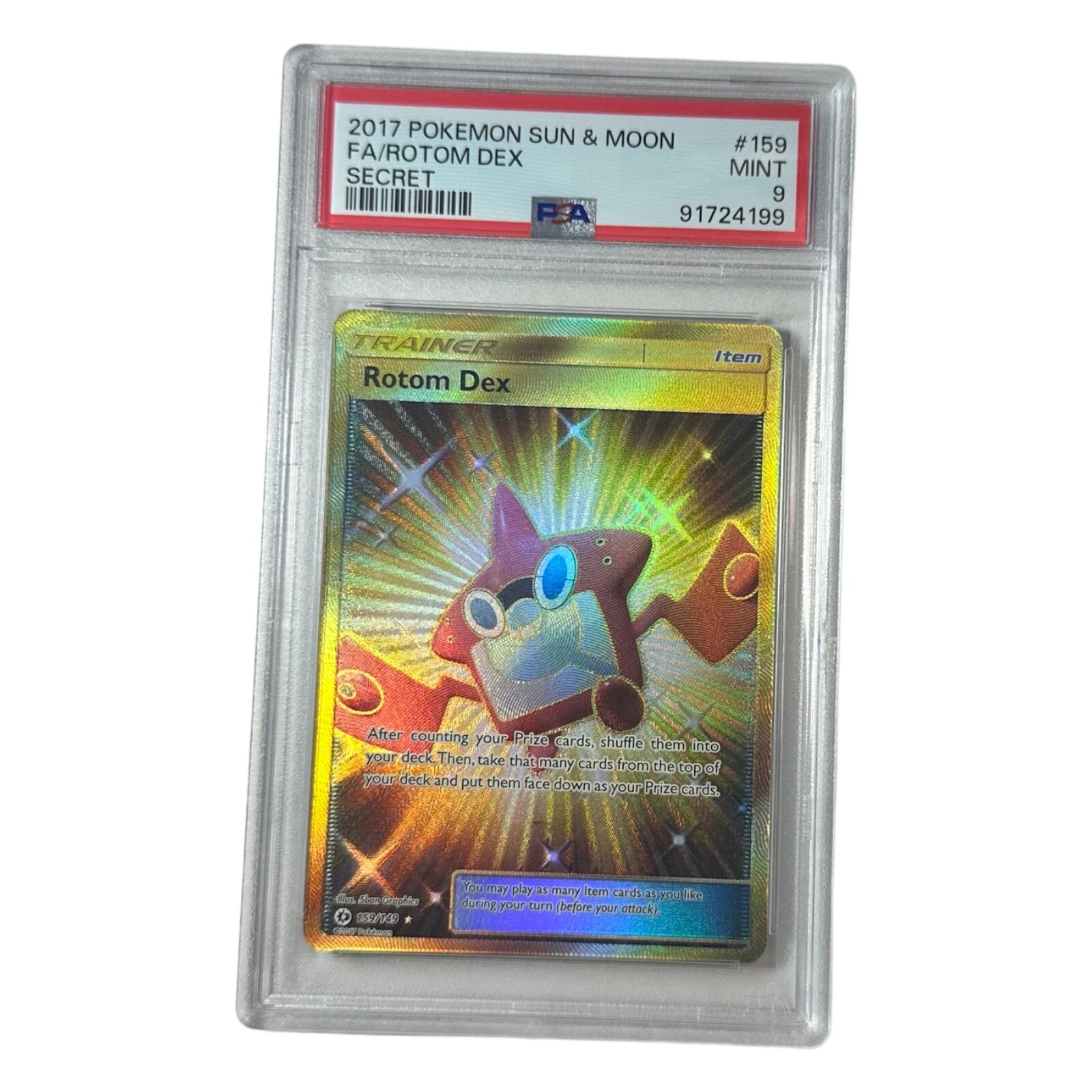 2017 Pokemon Sun & Moon Secret Rotom Dex #159 Full Art PSA 9