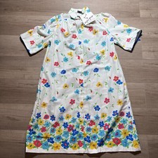 Vintage Models Coat House Dress Robe Snaps Pockets Floral Granny Size 12 NOS