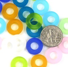 Sea Glass 12 mm. Ring Beads, You Pick Color, Frosted Finish, 2 Pieces