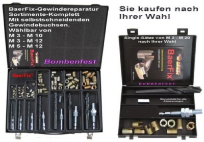 Gewindereparatur BaerFix Werkzeugkoffer Gewindeeinsätze Gewindebuchsen M3 - M12
