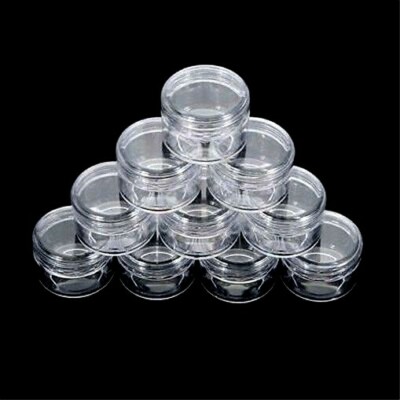 10 Stück Mini Kunststoff Box für Reise Glas Behälter Rund Kosmetik Make-up Creme Topf