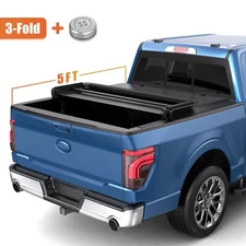 Tri-Fold 5FT Soft Truck Bed Tonneau Cover For 2019-2025 Ford Ranger 5' On Top