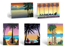 Tropical Christmas Card Variety Pack - 15 Beach Cards & Envelopes - Assorted-86