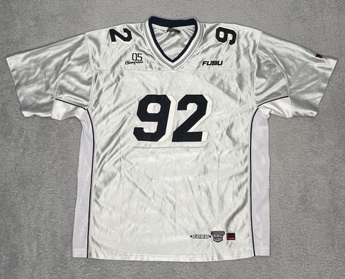 Vintage Fubu Collection Classic Football Trikot #92 Champions Herren XL Silber