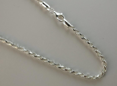 Italy Made 925 Sterling Silver Rope Chain Necklace – Unisex Men & Women, 1mm-3mm Thickness, 16-30 Inch Length, Lobster Clasp
