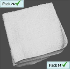 24 New White Bath WASHCLOTHS 12X12 1 lb 100% Cotton Hemmed, Economy Grade, V2110