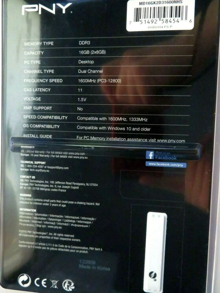 PNY Memory Sticks DDR3|16GB|2x8GB - Image 2 of 4