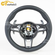 Smooth Leather Steering Wheel With Paddles For Porsche 16 Cayenne Macan 911 718
