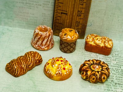 Bakery Bread Loaves Loaf Cake Buns French Feves Tiny Food Dollhouse Miniatures